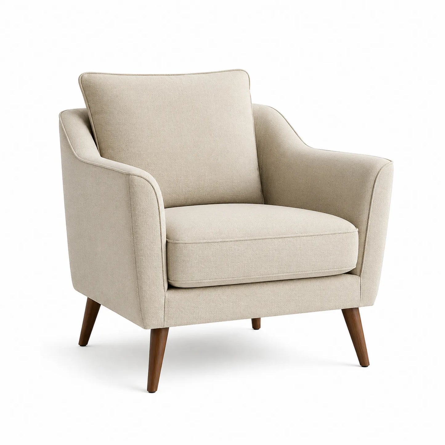 Polstersessel Holzrahmen Leinenstoff Beige