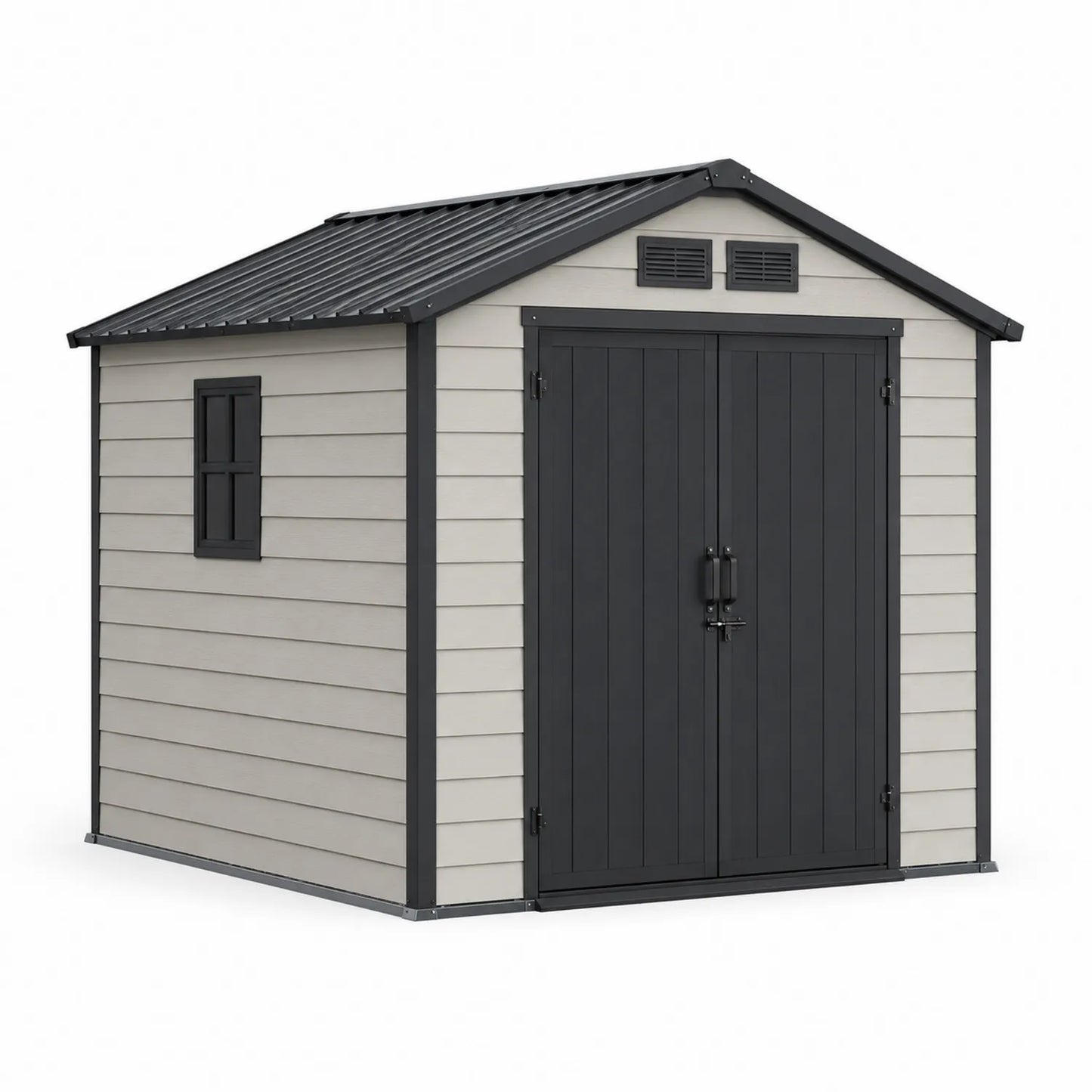 Gartenhaus Doppelwandiges Polyethylen Stahlrahmen Grau 210 x 190 x 213 cm