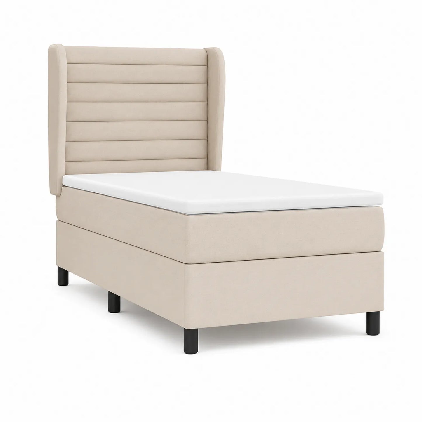 Einzelbett mit Polsterkopfteil 100x200 cm Stoff Beige