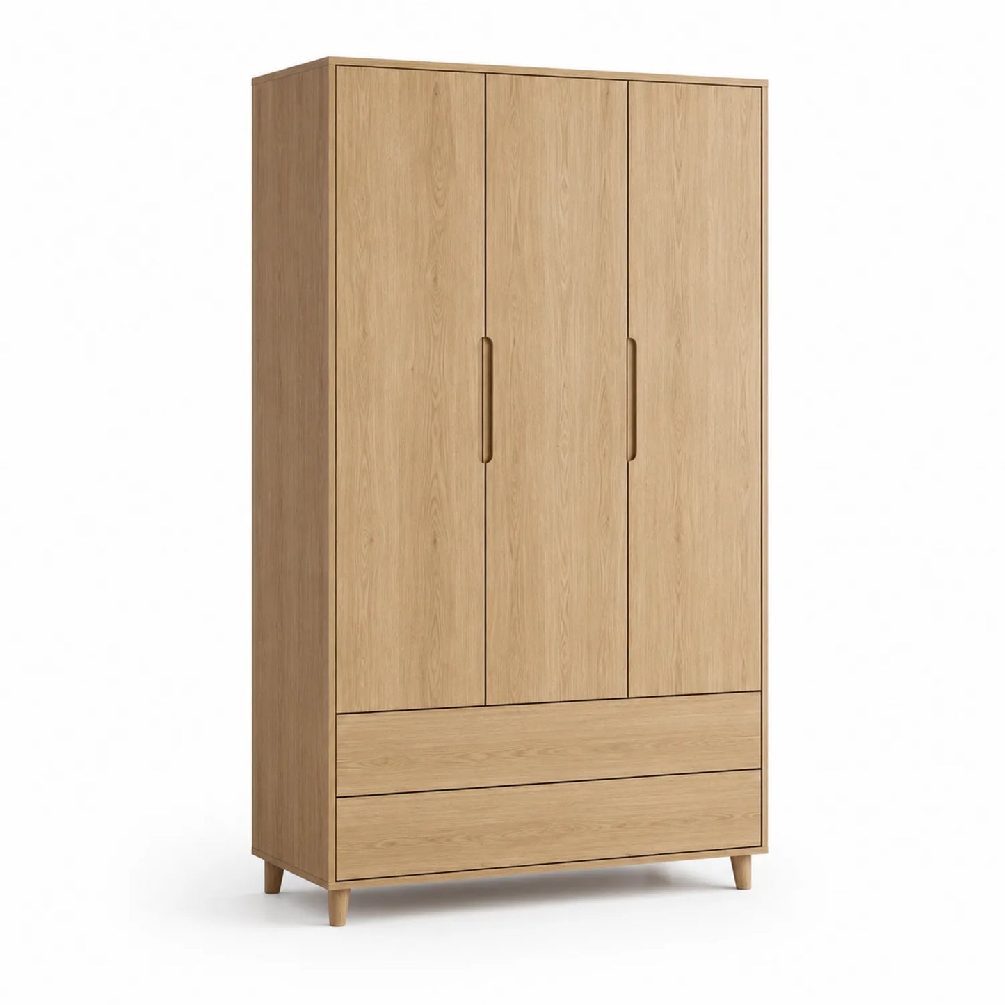 Holz Kleiderschrank mit 3 Türen und 2 Schubladen