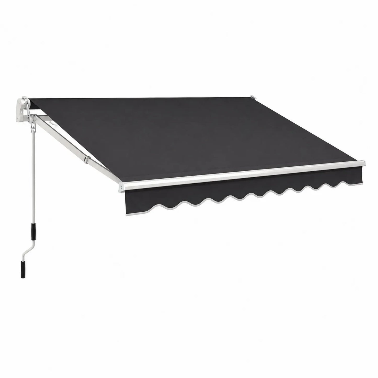 Markise aus Aluminium und Polyester in Dunkelgrau mit Handkurbel