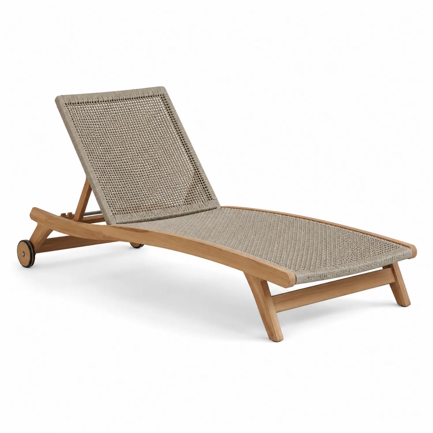 Gartenliege aus Teakholz mit Polyestergeflecht Beige