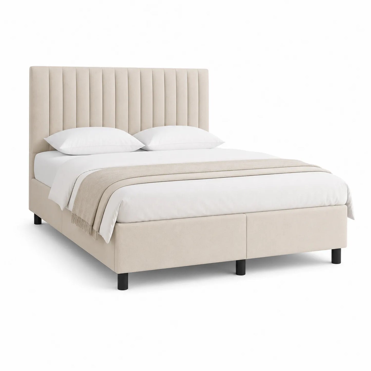 Stoffbett 160x200 cm Beige mit Lattenrost