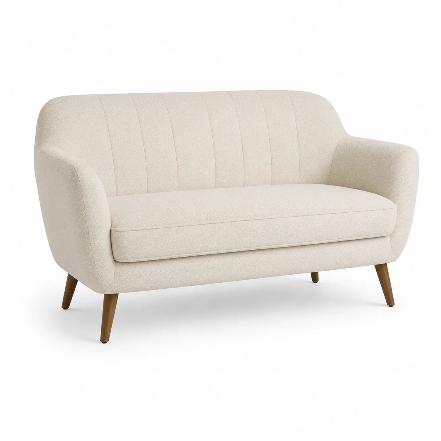 Zweisitzer Sofa mit Polyesterstoff und Holzbeinen, Beige