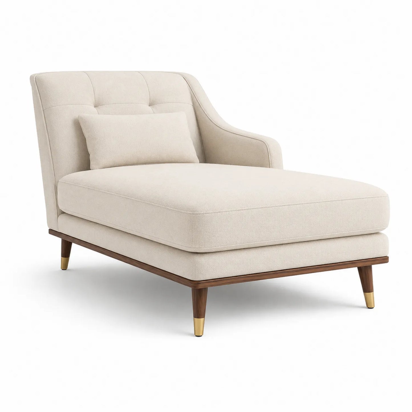 Chaiselongue aus Stoff mit Walnussholzbeinen Beige
