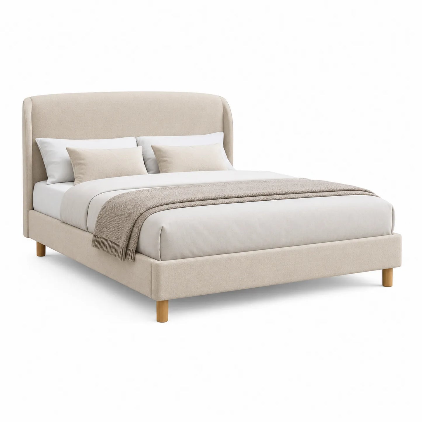 Holz- und Stoffbett Beige 200x160 cm
