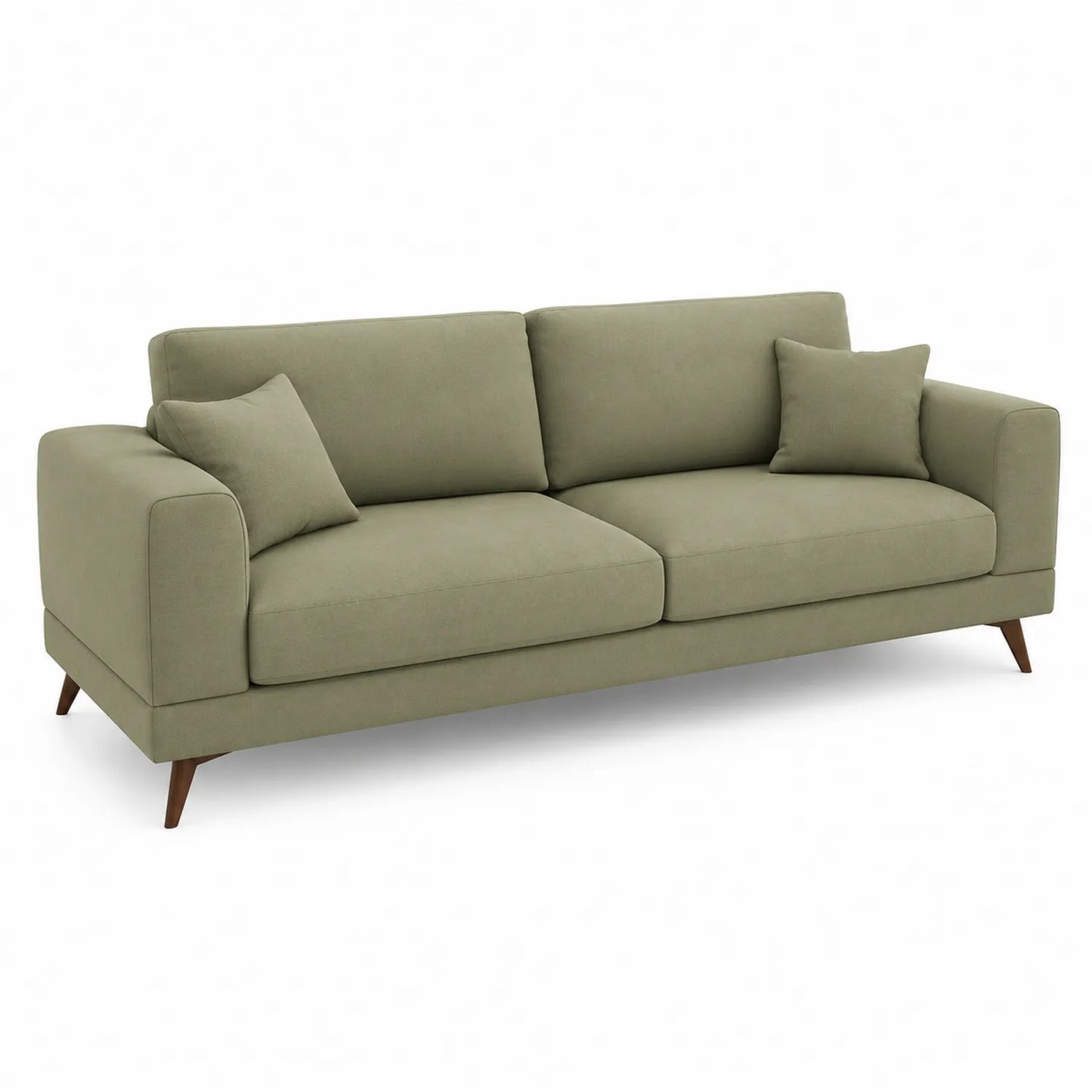 3-Sitzer Sofa Holz Baumwollmischgewebe Olivgrün
