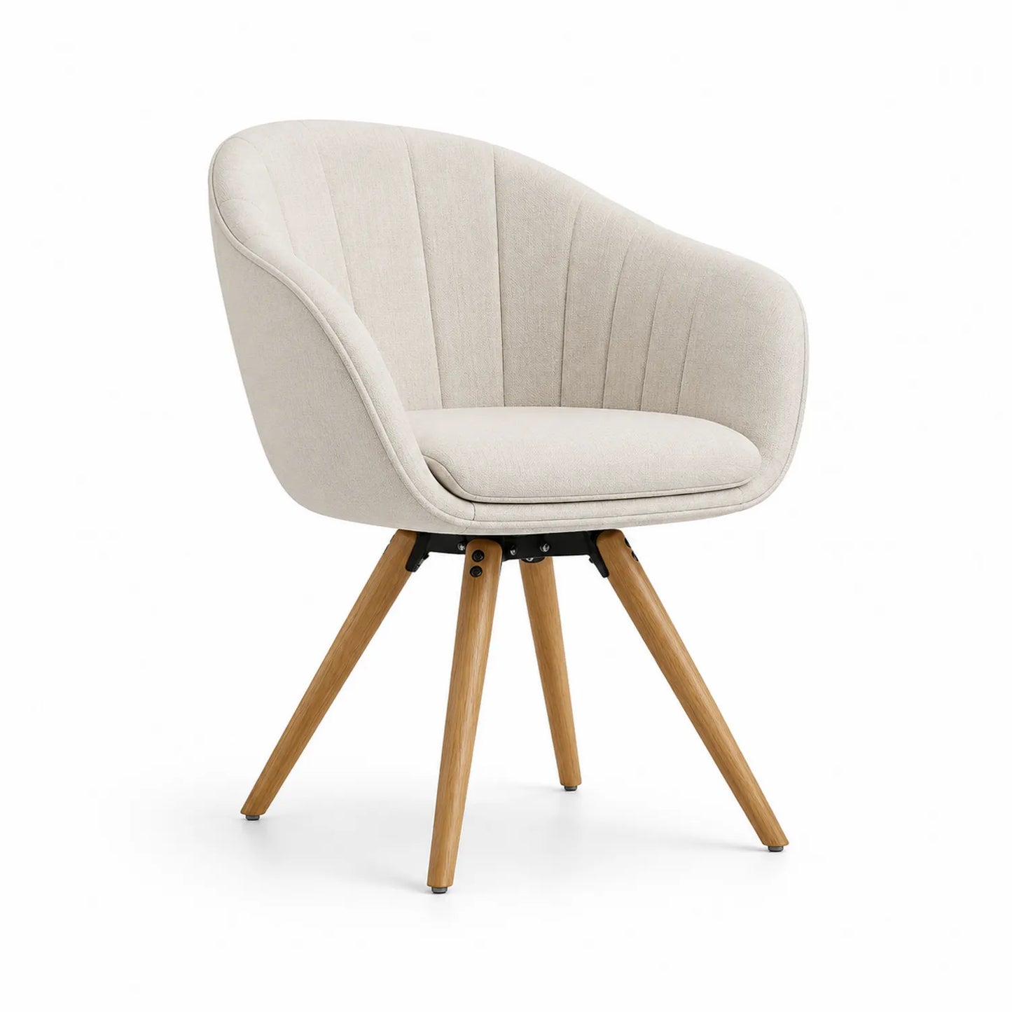 Polsterstuhl mit Holzbeinen Beige