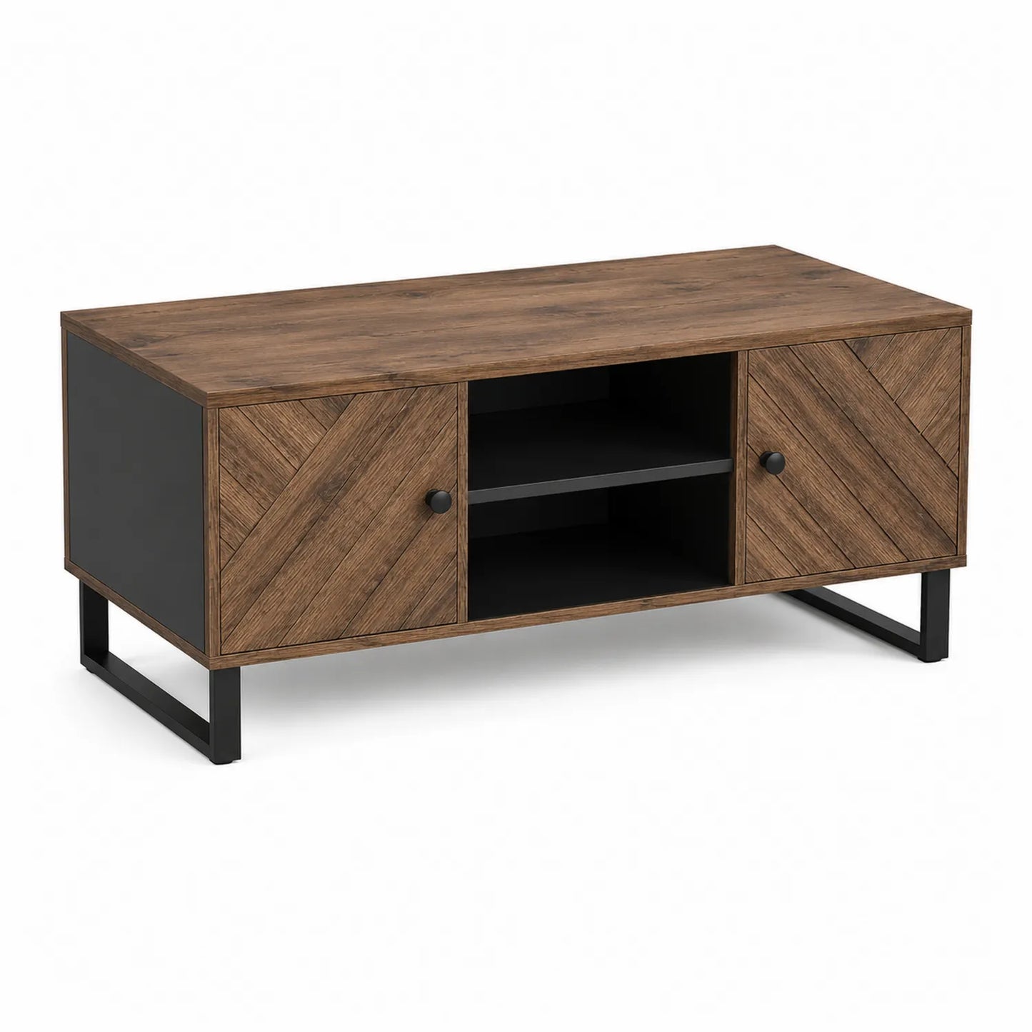 Rechteckiger Couchtisch aus MDF und Metall mit Stauraum 110x50x40cm