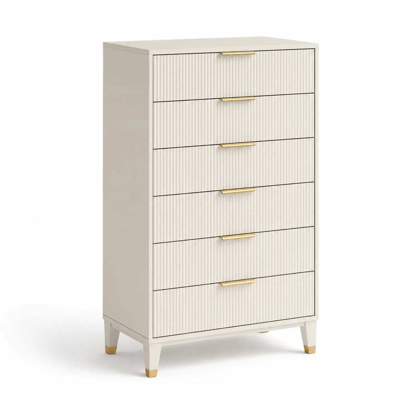 Hochkommode mit 6 Schubladen MDF Cremeweiß
