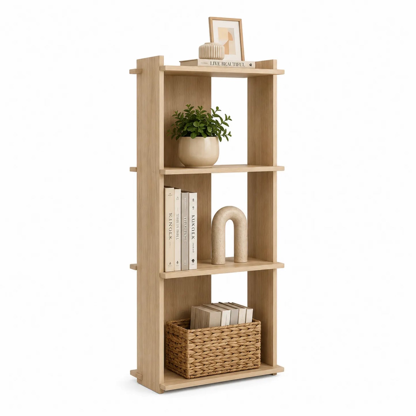 Bücherregal aus Eichenholz mit 4 Ebenen 120 cm