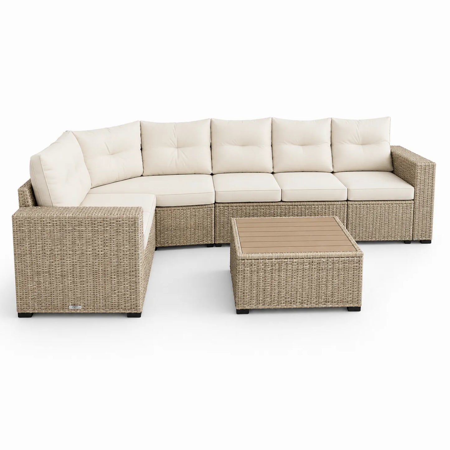 Rattan Garten Ecksofa Set mit Couchtisch Beige