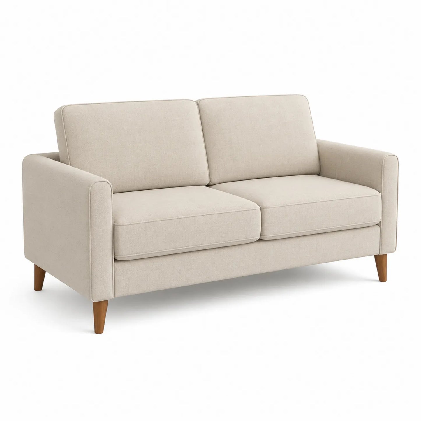 Zweisitzer Sofa Leinen Beige Eichholzbeine
