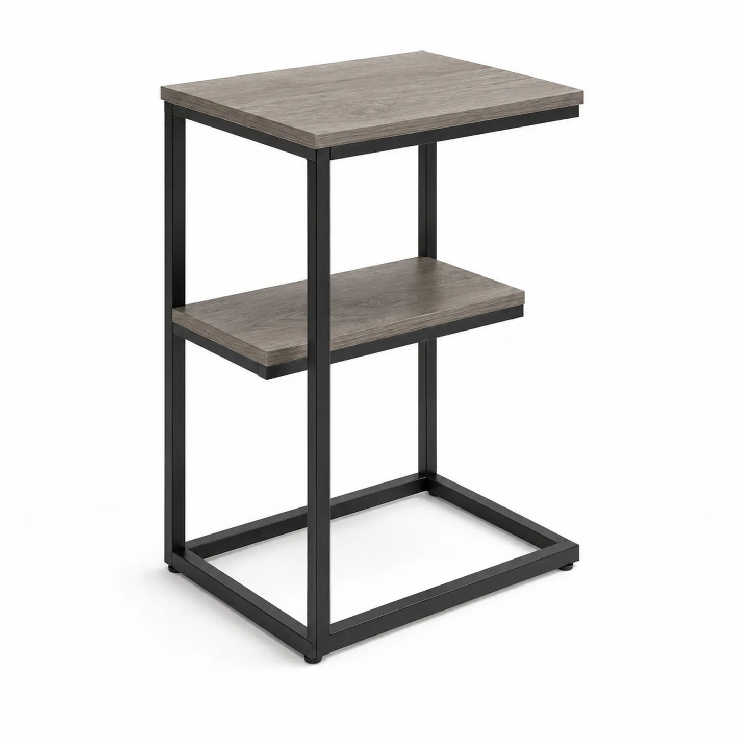 Beistelltisch aus Metall mit Holzplatte Schwarz 45x35x60 cm
