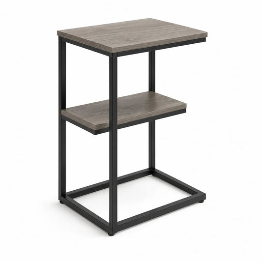 Beistelltisch aus Metall mit Holzplatte Schwarz 45x35x60 cm