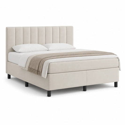 Polsterbett 200x180 cm Beige Mikrofaser