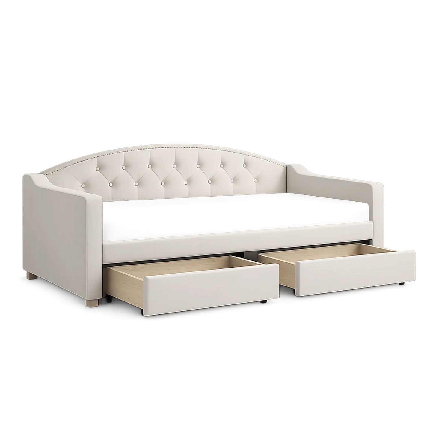 Schlafsofa mit Stauraumfunktion Kunstleder Beige 200x90x80cm