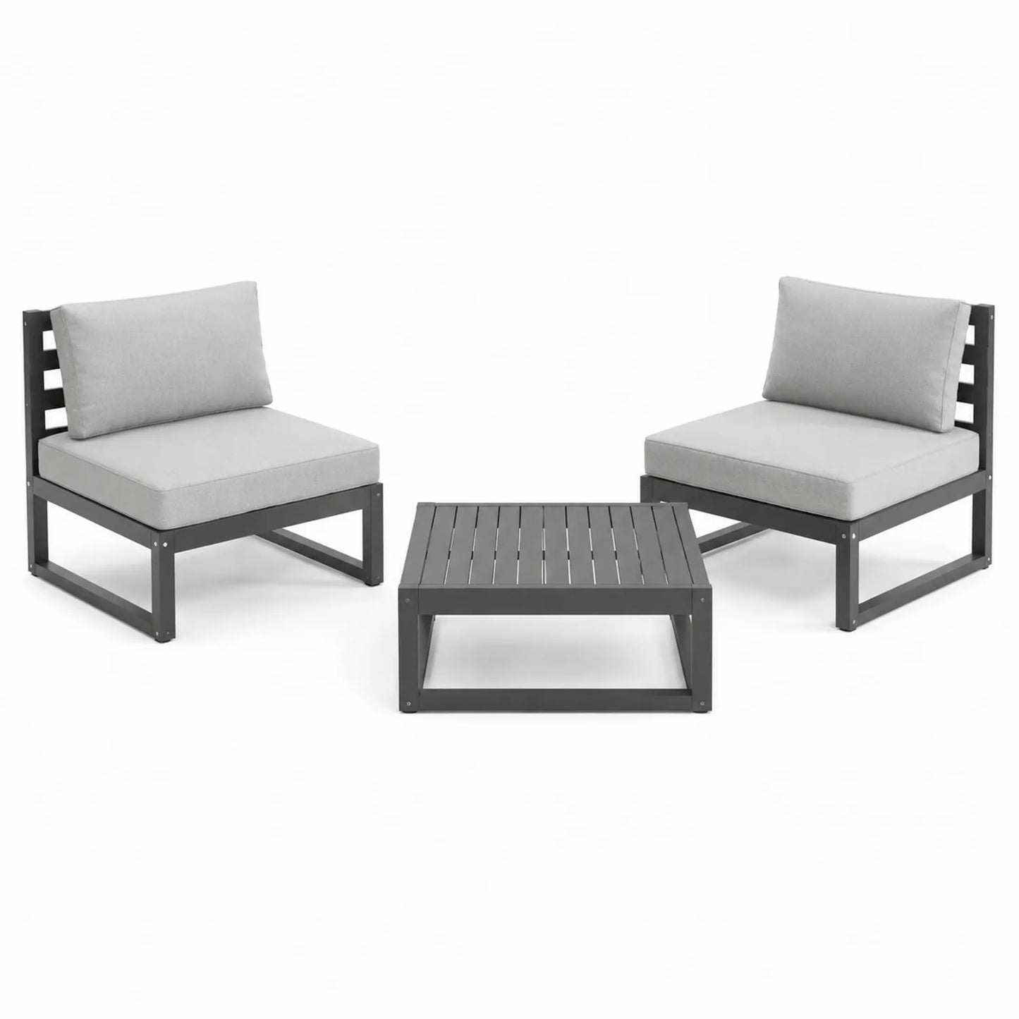 Gartenmöbel-Set aus Metall mit Kissen, Grau