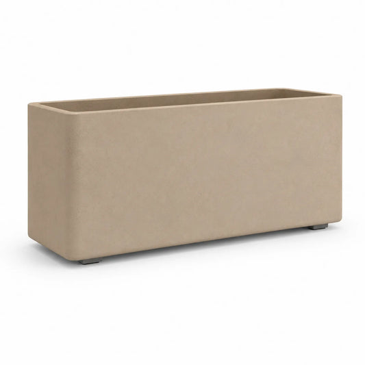 Rechteckiger Faserzement-Pflanzkübel in Beige 100 cm x 40 cm x 50 cm