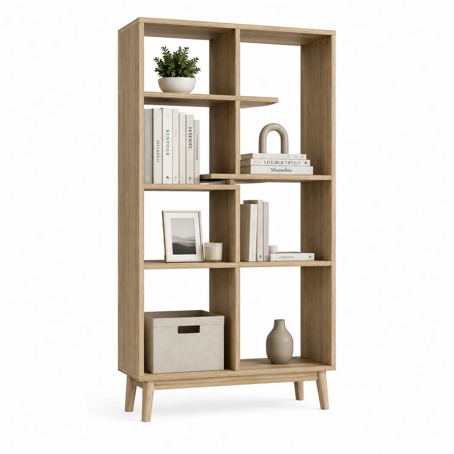 Holz Bücherregal Eiche mit 5 Fächern 80x180x30 cm