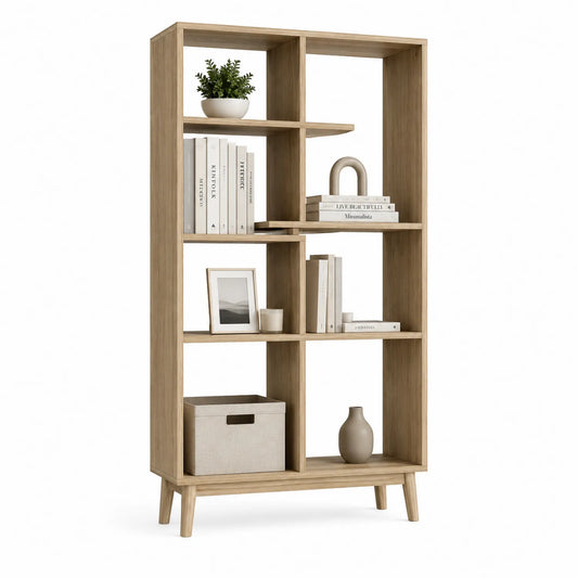 Holz Bücherregal Eiche mit 5 Fächern 80x180x30 cm