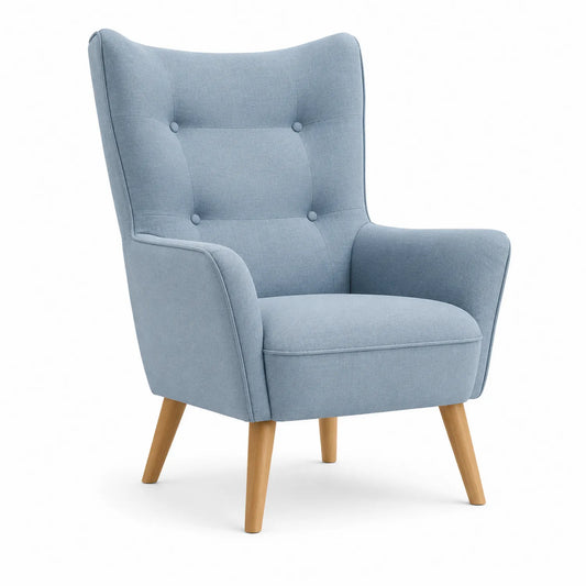 Stoffsessel Hellblau mit Holzfüßen