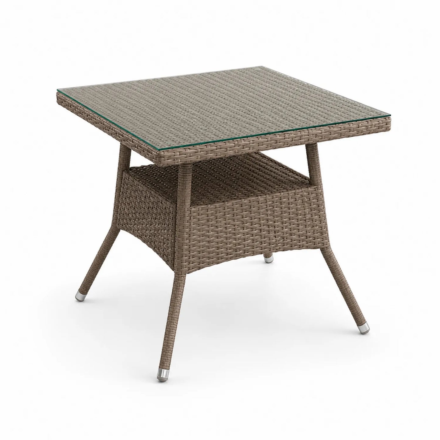 Gartentisch aus Glas und Poly-Rattan Braun