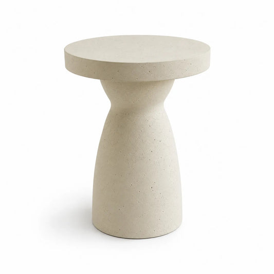 Beistelltisch Rund Glasfaserbeton Beige Höhe 45cm Durchmesser 35cm