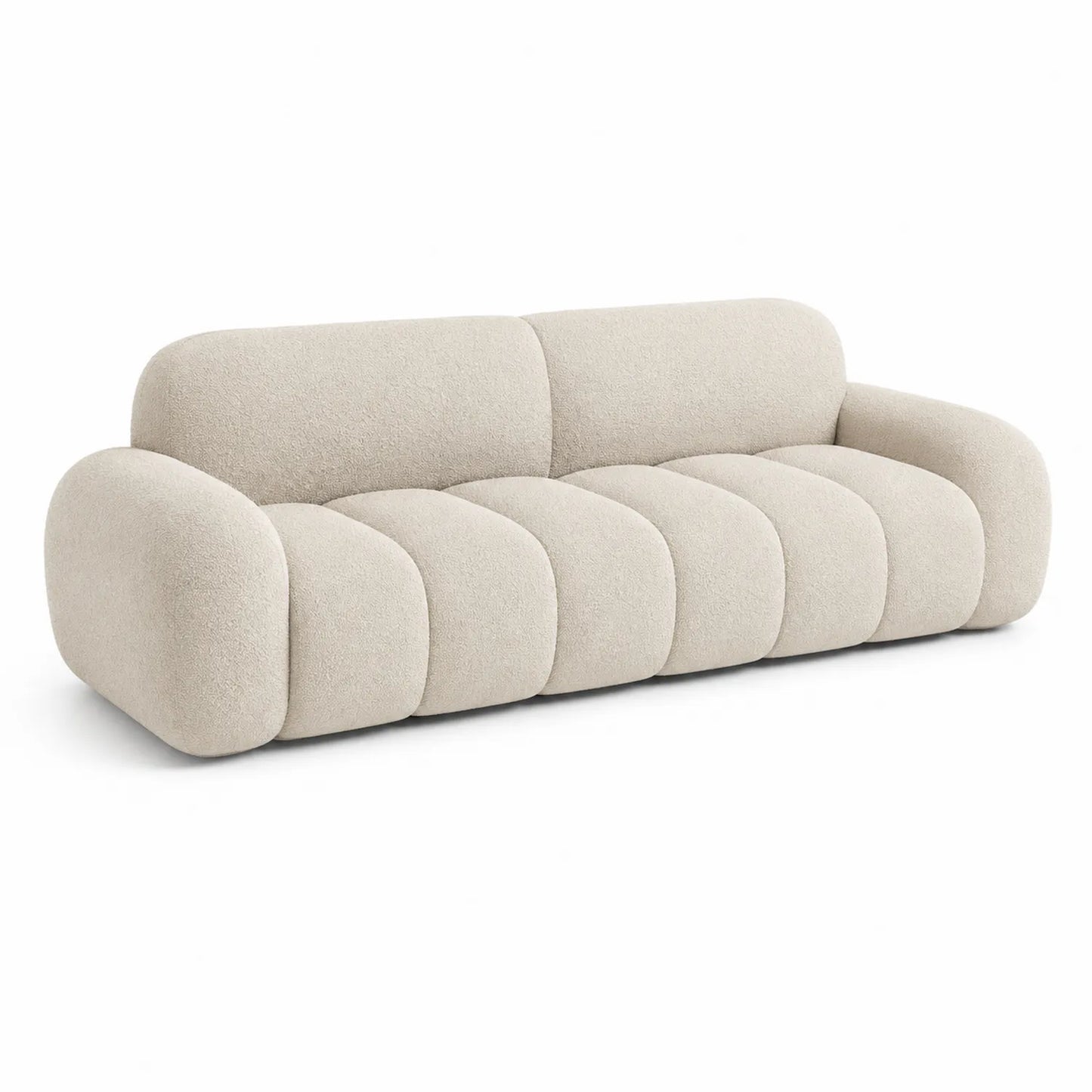 Bouclé Stoff 3-Sitzer Sofa Beige 210x90x75 cm