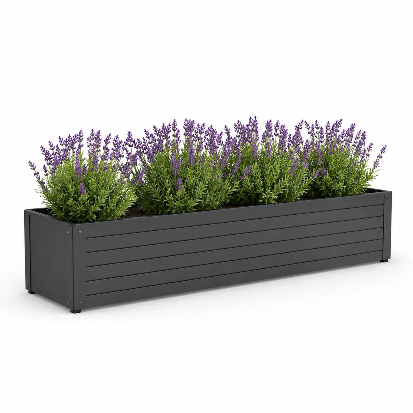 Rechteckiger Aluminium Pflanzkübel Grau 120x40x35cm