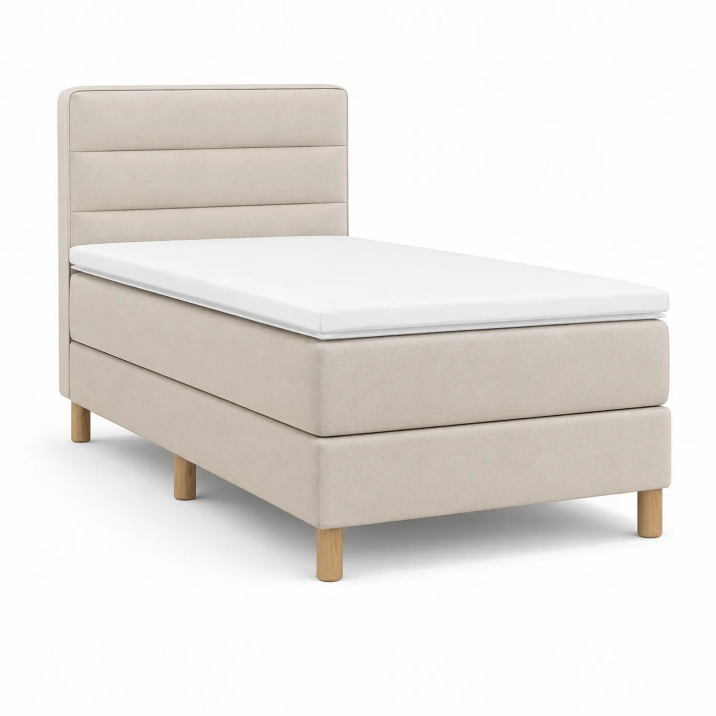 Boxspringbett 90x200 cm aus Stoff mit Holzfüßen