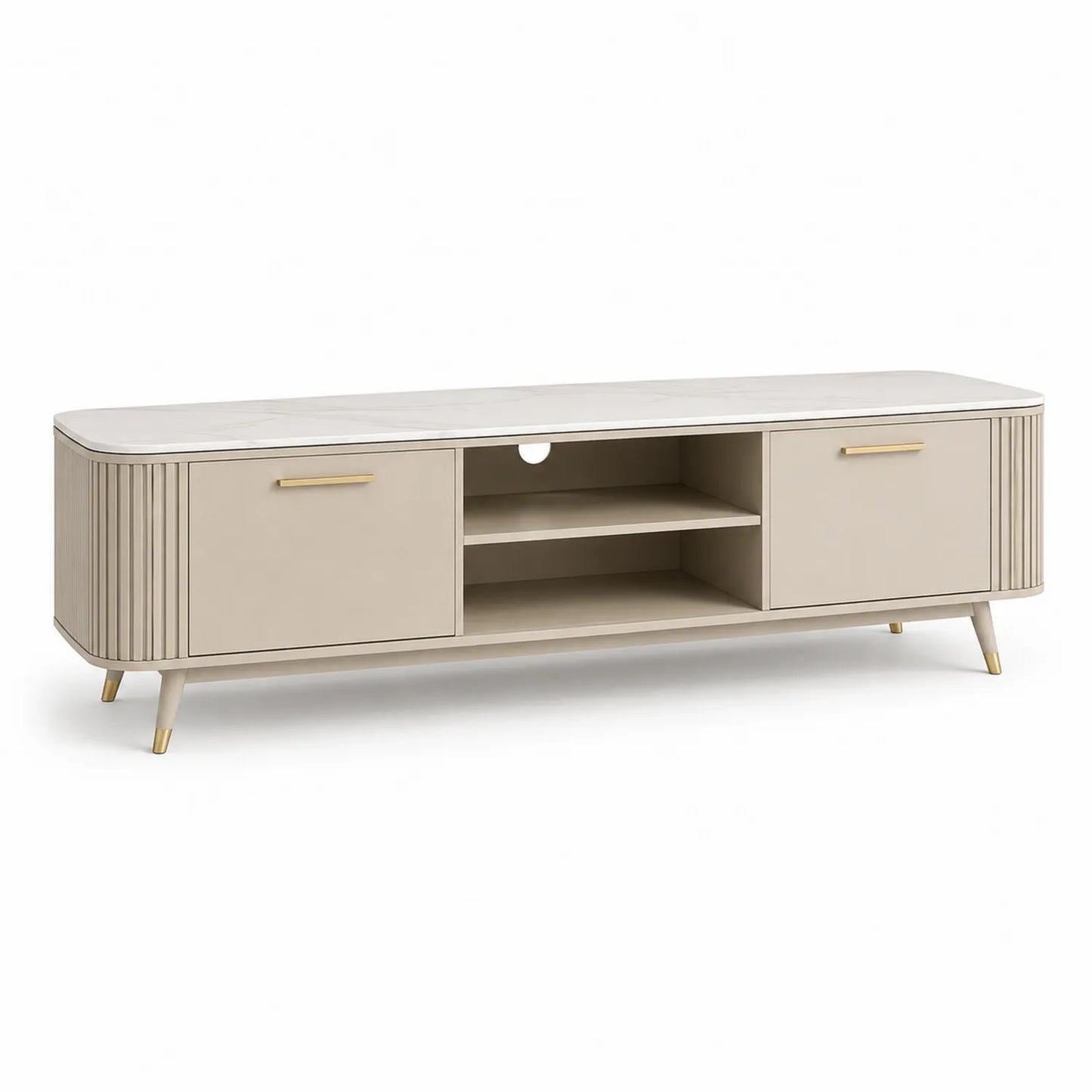 TV-Schrank Holzfurnier Metallbeine Beige 180x40x50cm
