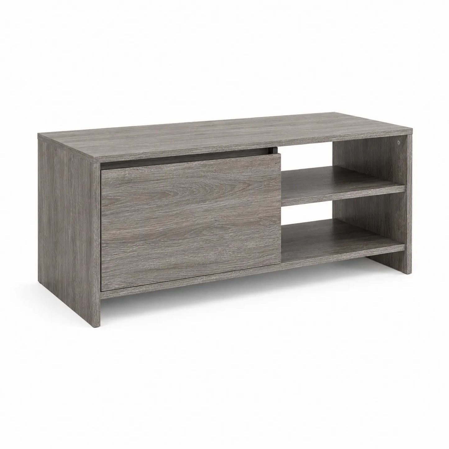 Rechteckiger Couchtisch mit Schiebetür Holzfaserplatte Grau 100x40x45cm