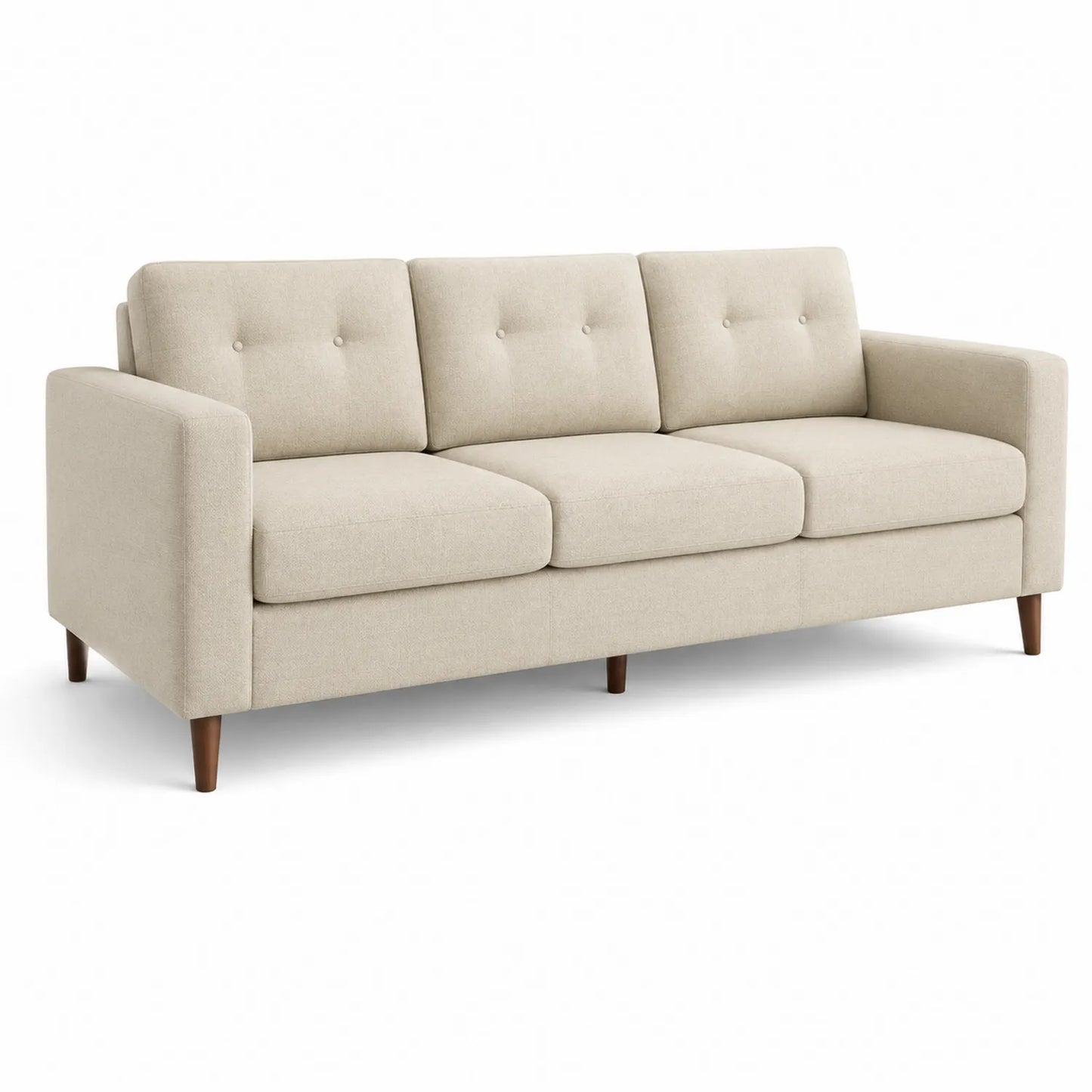 Beiges 3-Sitzer Sofa Stoff Massivholzbeine 220cm