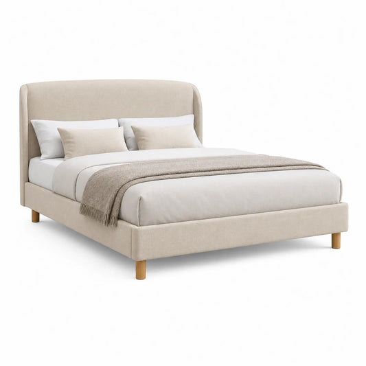 Holz- und Stoffbett Beige 200x160 cm