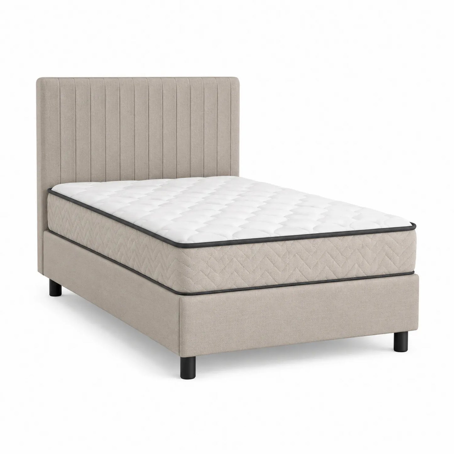 Boxspringbett Einzelbett 90x200 cm Leinen Beige