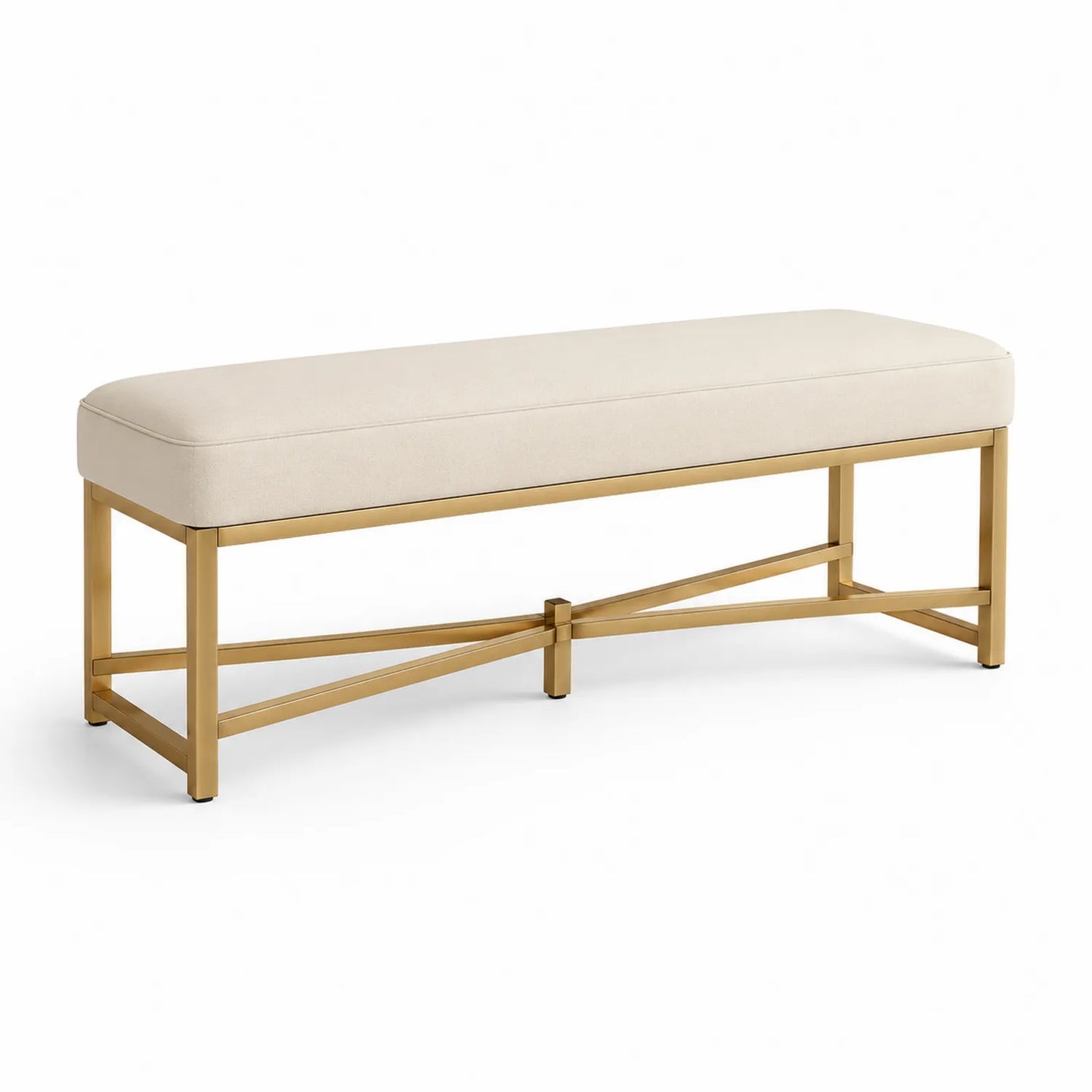 Beige Sitzbank aus Edelstahl und Polyester 120cm