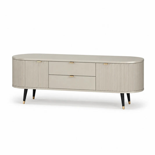 TV-Schrank oval MDF mit Stahlbeinen Beige