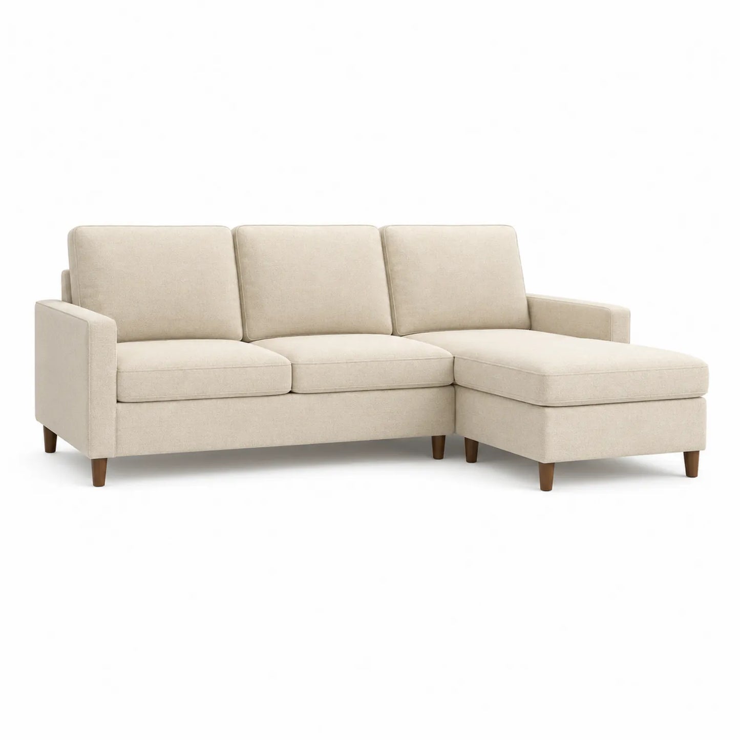 Ecksofa mit Ottomane Beige Textil