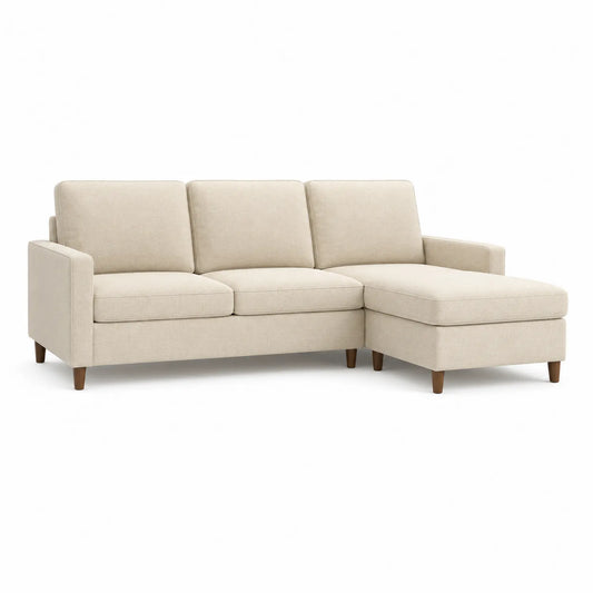 Ecksofa mit Ottomane Beige Textil