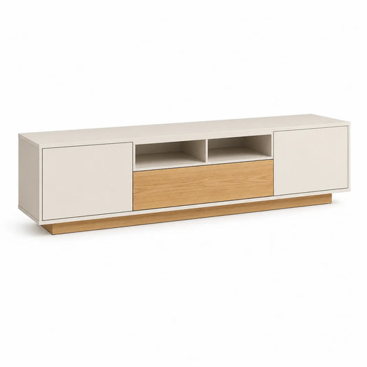 MDF und Eiche TV-Schrank mit Türen und offenen Fächern 180 cm
