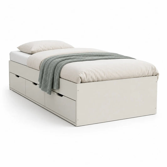 Einzelbett mit Stauraum Holz Beige 200x90 cm