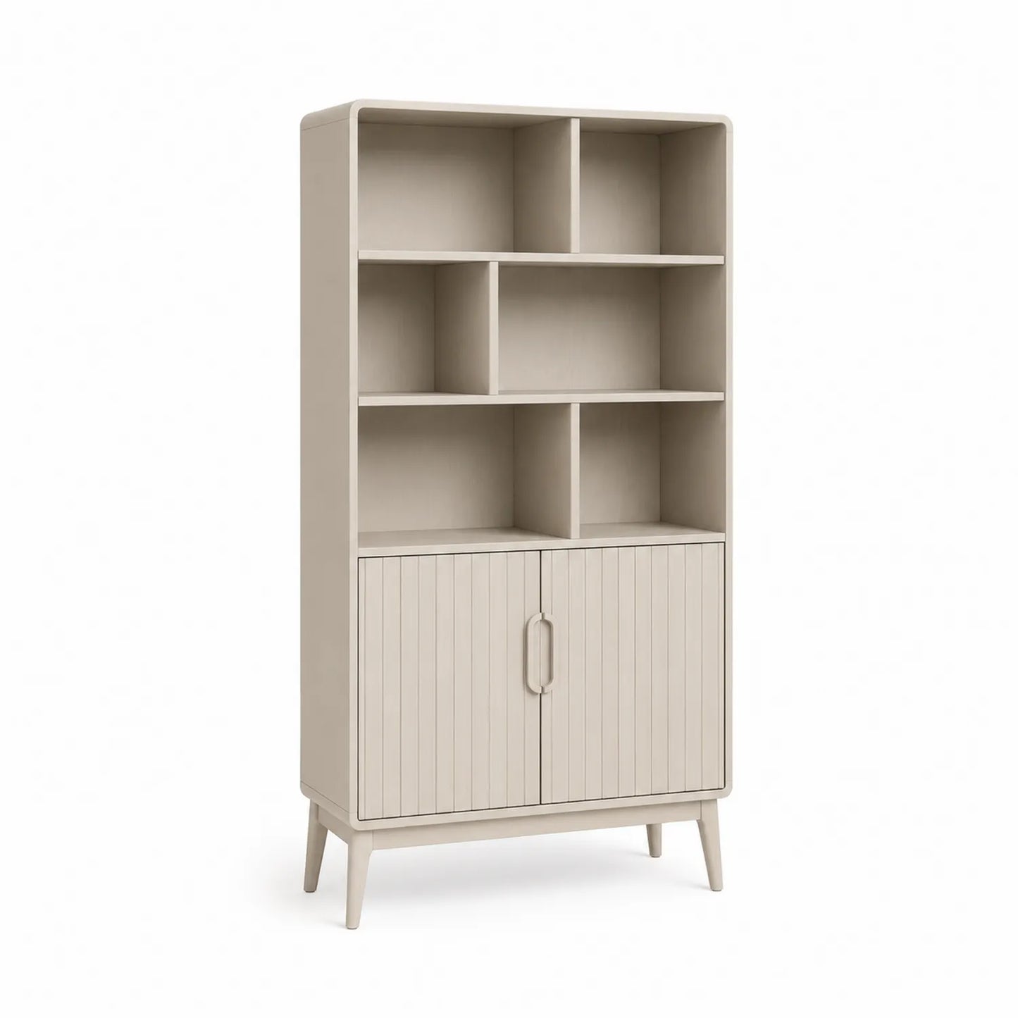 Holzregal mit 2 Türen und Regalfächern Beige