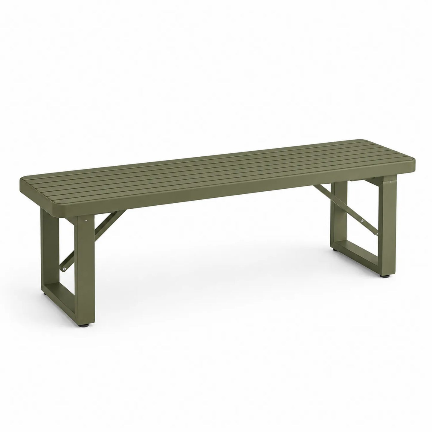 Metall Gartenbank 160 cm Olivgrün