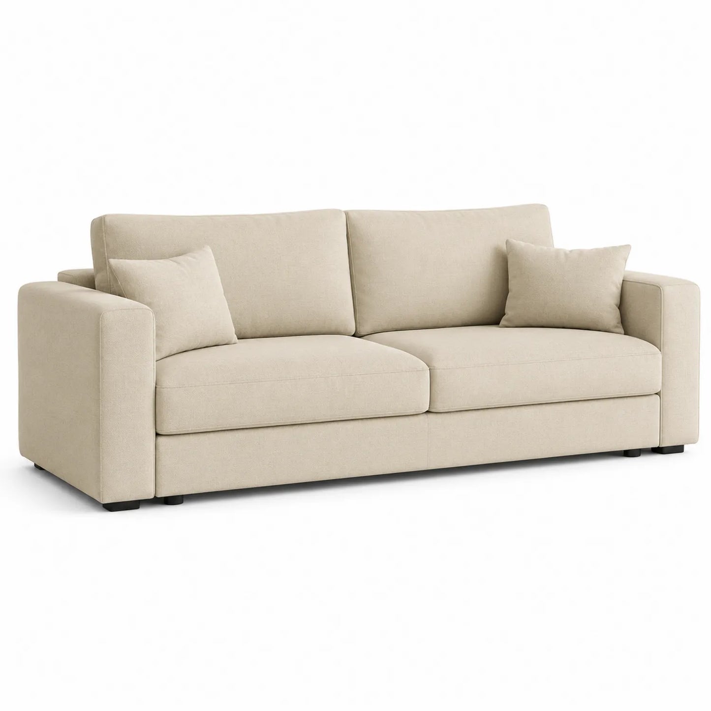 Beiges Stoffsofa 3-Sitzer mit Hartholzrahmen