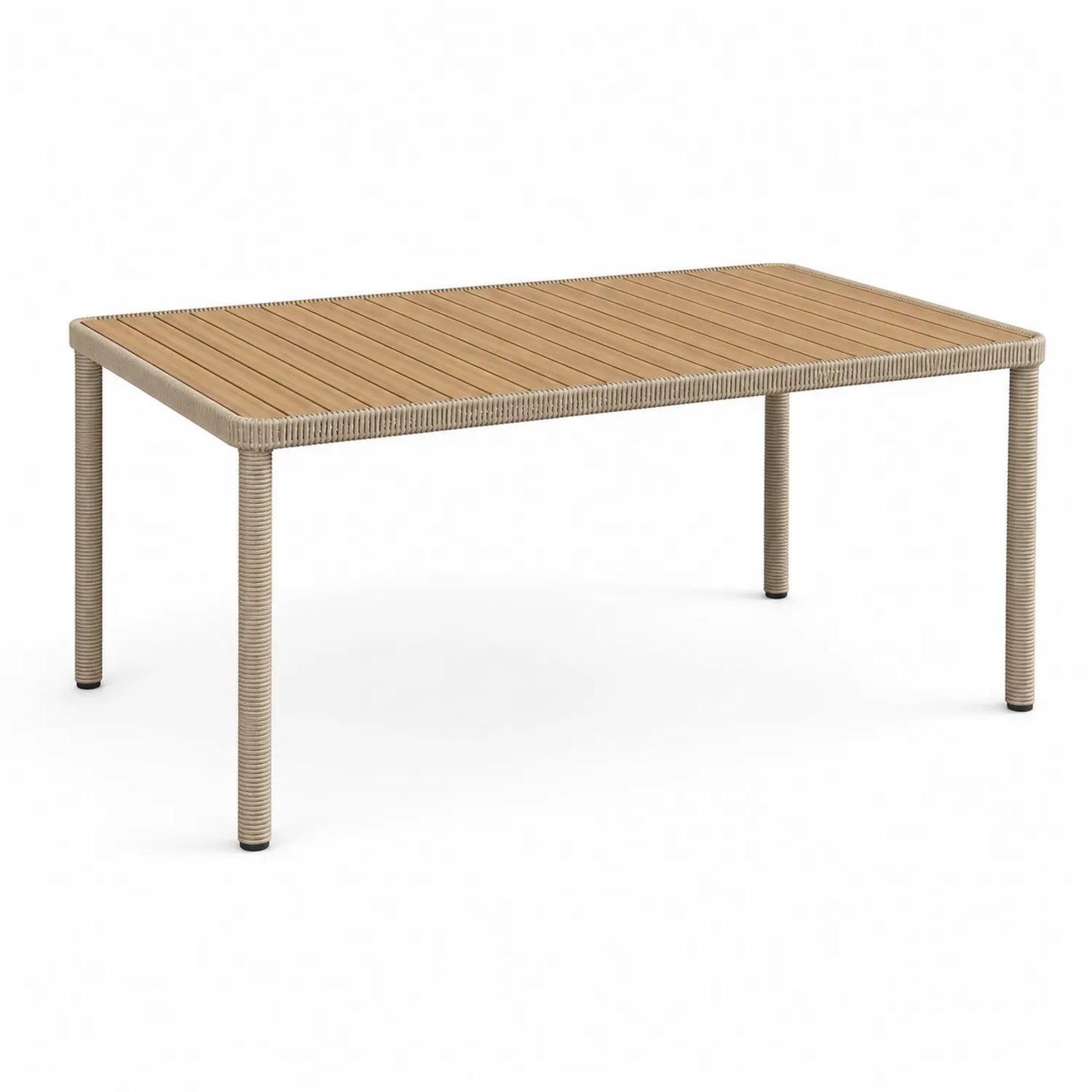 Gartentisch Akazienholz Polyesterseil 200x100x75 cm Beige
