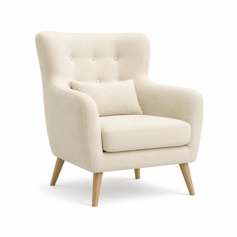 Beiger Stoffsessel mit Holzbeinen 75x80x85 cm
