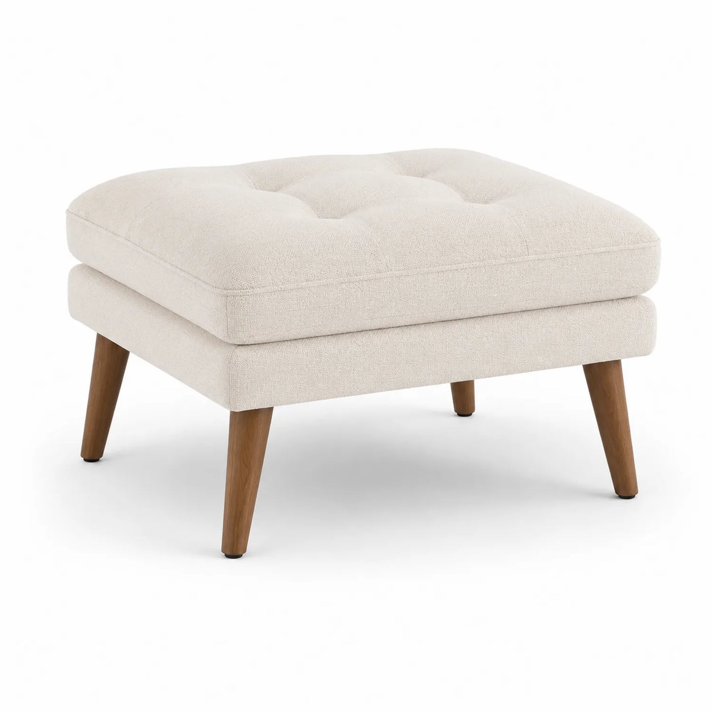 Fußhocker Stoff Beige mit Holzbeinen