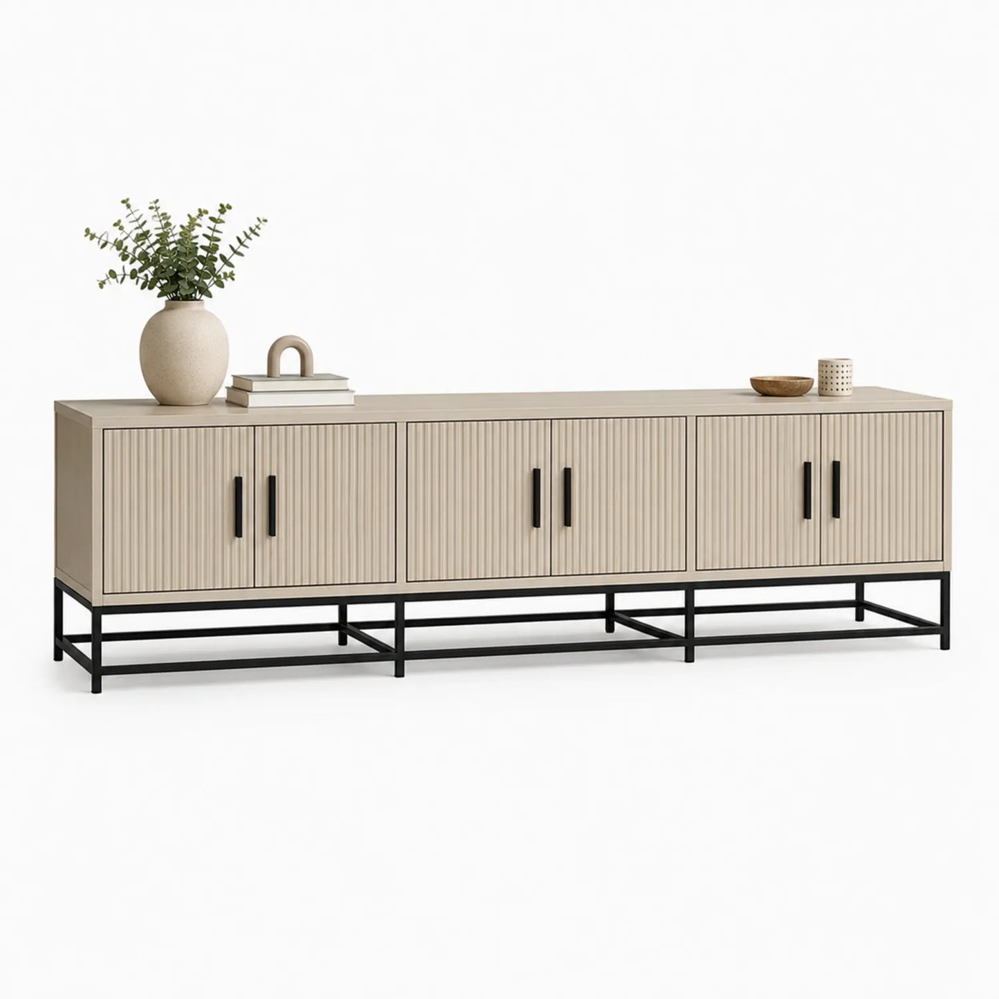 TV-Lowboard 160cm Holzfurnier Metallgestell