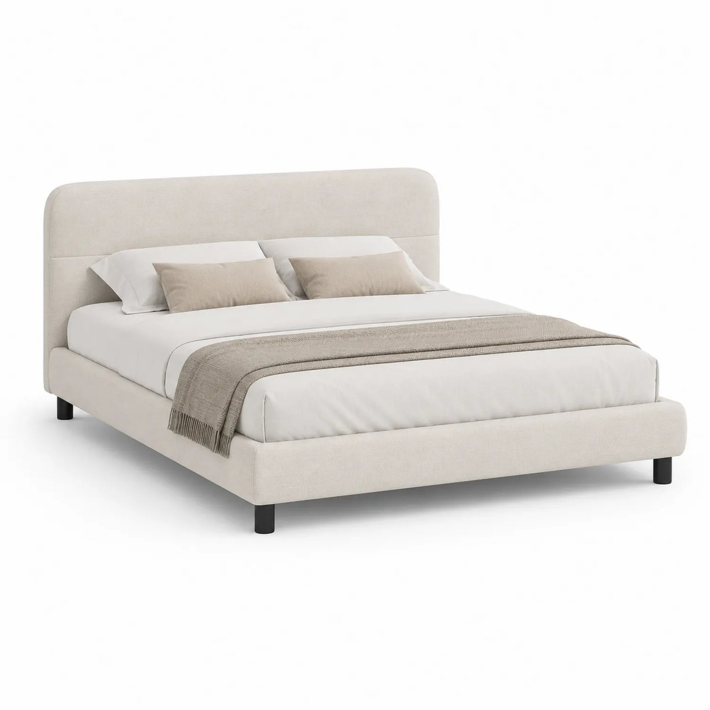 Polsterbett 180x200 cm Holz und Polyester Beige